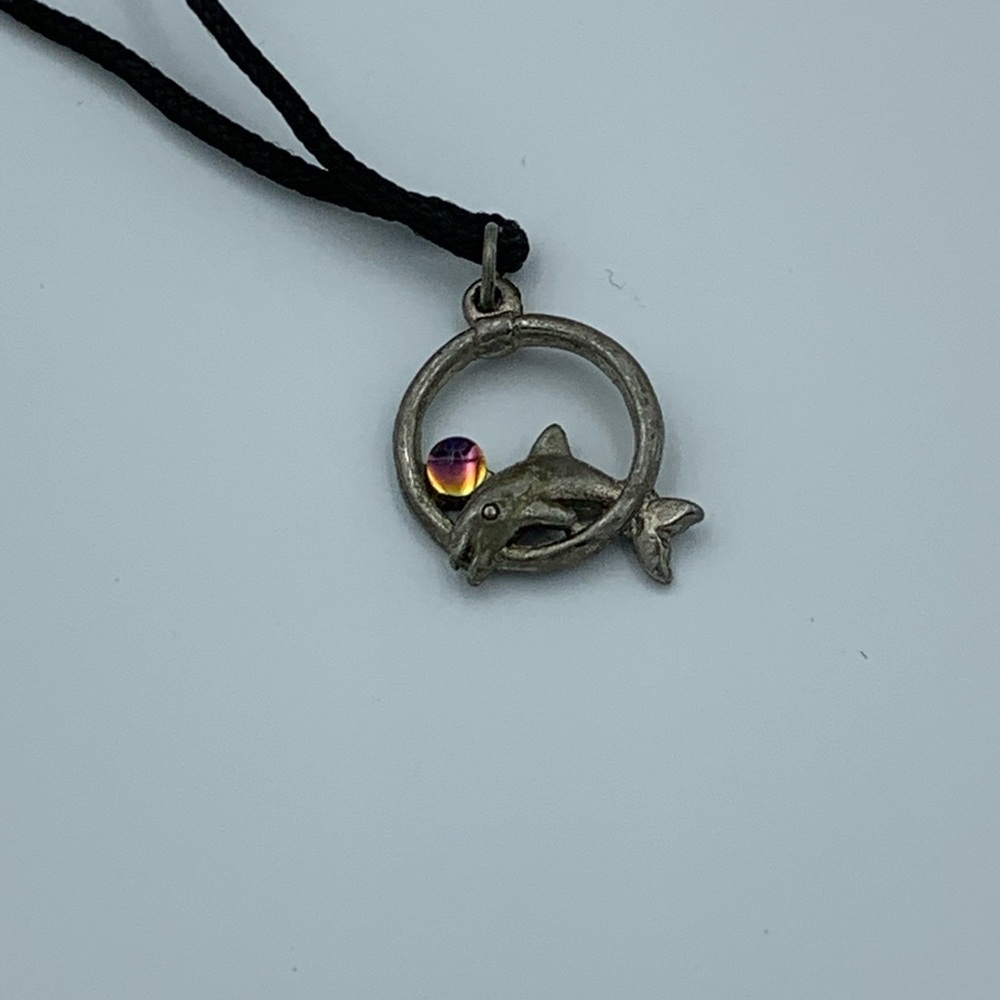 Dolphin with color changing stone Necklace